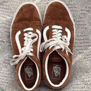 Vans Brown Suede Old Skool Sneakers with White Stripe